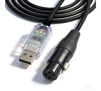 Feanteek Cable USB a DMX RS485 Adaptador Convertidor 3PIN XLR hembra DMX512 Interfaz Freestyler Software PC Control Dimmer Cable con soporte FTDI Chip Win10 Mac OS (6FT/1.8M)
