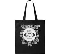 Fear But God - Bolsa de algodón ecológico natural, color negro, Black, Talla única