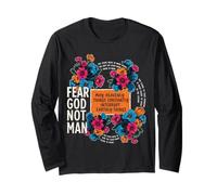 Fear God Not Man Christian Faith Floral Cita versículo de la Biblia Manga Larga