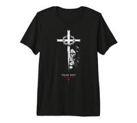 Fear Not Isaías 41:10 Verso de la Biblia Cruz de León Fe Cristiana Camiseta Premium