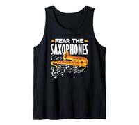 Fear The Saxophones Saxofonista Jazz Hobby Band Solist Camiseta sin Mangas