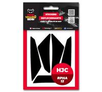Fear The Yellow Bear© Easy Replica Compatible con HJC RPHA 12™, Kit 5 pegatinas reflectantes REPOSICIONABLES, para casco de motocicleta, 3M™ Technology (negro, HJC RPHA 12)