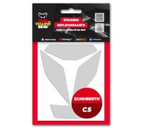 Fear The Yellow Bear© Easy Replica Schubert C5™, Kit 4 pegatinas reflectantes REPOSICIONABLES, para casco de motocicleta, 3M™ Technology (blanco, Schubert C5)