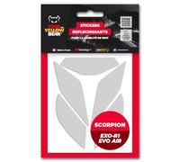 Fear The Yellow Bear© Easy Replica Scorpion Exo R1 Evo Air™ Kit 5 pegatinas reflectantes REPOSICIONABLES, para casco de motocicleta, 3M™ Technology (blanco, Scorpion EXO R1 Evo AIR)