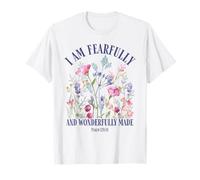 Fearfully and Wonderfully Made Cita Bíblica Cristiana Floral Camiseta