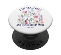 Fearfully and Wonderfully Made Cita Bíblica Cristiana Floral PopSockets PopGrip Adhesivo