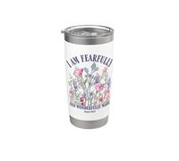 Fearfully and Wonderfully Made Cita Bíblica Cristiana Floral Vaso térmico de acero inoxidable de doble pared