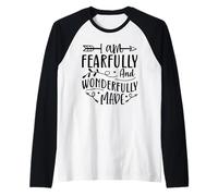 Fearfully and Wonderfully Made - Verso de la Biblia Christian Faith Camiseta Manga Raglan