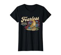 Fearless God Is Always with Me - Diseño Floral de Gato Grande Camiseta gráfica económica, Mujer, Negro, M
