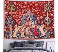 FEASRT GTQQAY1210 - Tapiz para colgar en la pared, diseño de princesa medieval, tapiz de doncella y unicornio, tapiz real europeo para dormitorio, sala de estar, dormitorio, decoración de 203 x 152 cm
