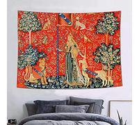 FEASRT Tapiz de princesa medieval europea, 152 x 101 cm, franela suave, dama y unicornio para decoración de sala de estar, dormitorio, GTQQAY1552