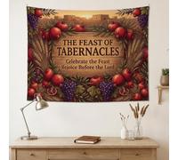 Feast Of Tabernacles - Tapiz religioso con cita de granada Sucot (101,6 x | Arte bíblico de pared, tela para colgar en la pared, tema de cosecha, decoración religiosa del hogar
