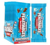 Feastables MrBeast Milk Crunch - Tableta de chocolate con leche y arroz inflado - Pack de 10 tabletas de 60 g - chocolate crujiente con cacao certificado Fairtrade