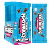 Feastables MrBeast Tableta de Chocolate con Leche 60 g (Pack de 10) - chocolate con leche cremoso con cacao certificado Fairtrade