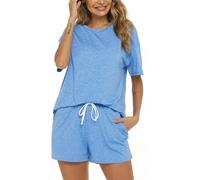 FEATEFACE Conjunto de pijama rojo para mujer, conjunto de pijama a juego para mujer, conjuntos cortos a juego para mujer, conjunto de pijama corto para mujer, verde claro, M