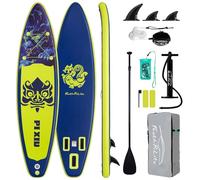 FEATH-R-LITE Tabla de Paddle Surf Inflable Multifuncional con Bomba Manual, Mochila Sup, Correa, Remo Ajustable, para Adultos de Todos los Niveles de Habilidad (PIXIU-Azul)