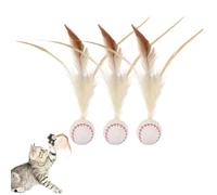 Feather Elastic Balls, Interactive Feather Ball Toy Set for Cats, Interactive Kitten Rolling Ball for Exercise, Entertainment Teething Toy with Feathers(B)