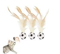 Feather Elastic Balls, Interactive Feather Ball Toy Set for Cats, Interactive Kitten Rolling Ball for Exercise, Entertainment Teething Toy with Feathers(A)