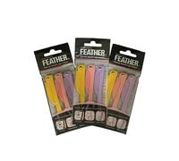 Feather Flamingo - Maquinilla de afeitar facial de acero inoxidable para depilación de cejas y cara, paquete de 3, plegable y de larga duración