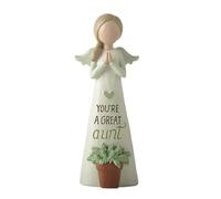 Feather & Grace Figura de ángel de tía Grande, Adorno de Resina Hecho a Mano, Regalo Sentimental para tías, 14 cm, Coleccionable Independiente