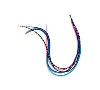 Feather Hair Extension 6-11 Gorgeous Light Pink Grizzly, Turqoise,Blue, White & Origianl Grizzly Feather for Hair Extension-5 Feathers by SEXY SPARKLES