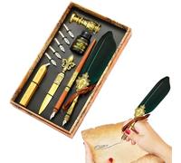Feathēr - Juego de tinta para bolígrafo de inmersión de pluma de 24 cm, de sellado, sello de sellado, herramienta de sobre, el mejor kit de regalo para escritos, dibujos, firmas