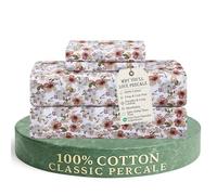 Feather & Stitch - Juego de sábanas 100% algodón más Suaves, Juego de sábanas tamaño King, Juego de 4 Piezas, Ropa de Cama de Tejido de percal de 300 Hilos, Bolsillo Profundo de 40.6 cm, sábanas