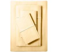 Feather & Stitch Juego de sábanas Damasco 500 Hilos, 4 Piezas, 100% algodón, Suaves y Transpirables, Bolsillos de 45,7 cm, Tejido satén a Rayas, Tipo Hotel vacacional (Semolina, tamaño Doble)