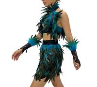 Feathered Cosplay Costume Set - Halloween Gothic Tulle Skirt Outfit, 3 Piece Gothic Costume Set with FeatherCape, Tulle Skirt & Gloves, Elegant Slim Fit Outfit for Halloween, Carnival, Masquerade