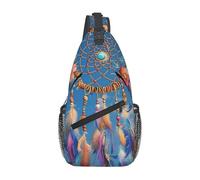 Feathers Dream Catcher - Bolsa cruzada con diseño de atrapasueños, bolsa de hombro, riñonera para viajes, senderismo, mochila para mujeres y hombres, Negro -, Talla única