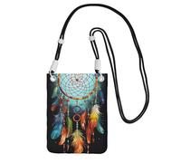 Feathers Dream Catcher - Bolso cruzado para teléfono para mujeres y hombres, impermeable, mini monedero para teléfono celular, monedero pequeño con correa ajustable, bolsa de viaje para teléfono