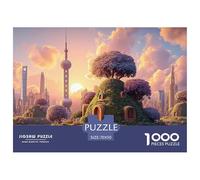 Featuring_The_Garnet_Sunset 1000 Piece Papel Premium Rompecabezas Futuristic City Alivio Estrés Jigsaw Decoración Amigos 70x50cm/1000pcs