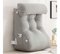 FEAW Almohada de Lectura con Extraíble Cojín Cervical Cilíndrico,Cojines para Leer Forma Triangular,Respaldo para Cama,Ideal para Leer y como cojín travesaño