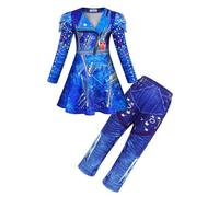 Febbabe Disfraz de Descendientes para niñas, disfraz de fiesta de cumpleaños, vestido de manga larga con cremallera y pantalones, conjunto de 2 piezas para Halloween, disfraz del Día Mundial del