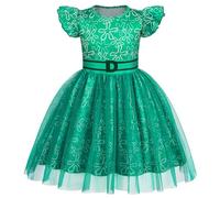 Febbabe Disfraz de princesa Disgust para niñas, vestido de tul con manga volada, vestido de cosplay de película, Halloween, cumpleaños, color verde, 9-10 años