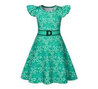 Febbabe Disgust - Vestido de manga con volantes para niñas, disfraz de anime de emociones para niños, Halloween, cosplay, cumpleaños, fiesta de Navidad, color verde, 7-8 años