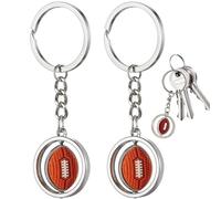 Febbya Llavero Rugby,2 PCS 3D Llavero Futbol en Metal Antidesgaste | Diseño Giratorio 360° con Textura Auténtica Regalo Deportivo para Aficionados,Jugadores & Coleccionistas Hombre/Mujer