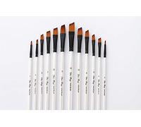 Febbya Pinceles para Pintar,12 Pack Pinceles Resistente Miniatura Cepillos para Al Óleo Acrílica Acuarela Amateur Profesionales Adultos Adolescentes Niños Blanco Cabeza Oblicua