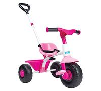 FEBER Baby Trike Pink, Triciclo para Niños con Estructura Metálica y Cinturón de Seguridad, 2 Posiciones, Silla de Empuje y Triciclo con Pedales, De 1 a 3 Años, Color Rosa, Famosa, 800012811