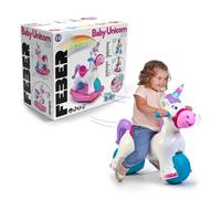 FEBER - Baby Unicorn, Correpasillos con Forma de Unicornio, 2 en 1 Correpasillos y Balancín, Inluye Sonido de Relinche y Trote, Desarrolla Capacidades Psicomotrices, Niños +3 años, Famosa (FED35000)