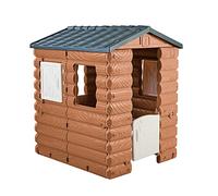 FEBER - Camping Cottage, cabaña de Juegos, una casita de Juguete Inspirada en la Naturaleza y con Aspecto de Madera, con Ventanas y Puerta abatibles,niños y niñas a Partir de 1año, Famosa (FEB05000)