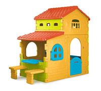 FEBER- Casita de Juegos Infantil Super Villa, Amplio Espacio en el Interior, Buzón de Cartas, Ventanas Abatibles, Banquillos, Resistente y Fácil Montaje, para Niños de 3 años+, Famosa (800013047)