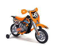 FEBER - Cross Bike, Moto eléctrica de 6V, Motocross de Juguete de Color Naranja, con Aspecto y Pegatinas Deportivas, Tiene Pedales y ruedines, para niños y niñas Entre 2 y 7 años, Famosa (FEN02000)