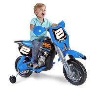 Feber - Rider Cross Azul con Casco, Moto Eléctrica de 6V, Motocross de Juguete, Aspecto y Pegatinas Deportivas, Tiene Pedales y Ruedines, para Niños y Niñas Entre 2 y 7 años, Famosa (800012224)