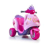 FEBER - Scooty Little Princess, Moto Scooter eléctrica Color Rosa de 6V, y correpasillos con diseño de Princesa, con Decoraciones de Flores, Corazones y una Corona, Juguete +1 año, Famosa (FEB09000)