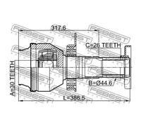 FEBEST Set Rótulas Eje Motriz Delantero Derecho para VW Transporter V Caja 7HA