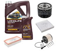 FEBI BILSTEIN Inspección set 6L MANNOL Longlife 504/507 5W-30 para Dacia Logan