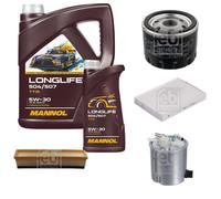 FEBI BILSTEIN Inspección set 6L MANNOL Longlife 504/507 5W-30 para Dacia Logan