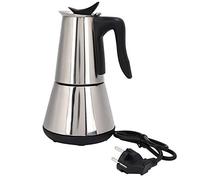FEBIO Cafetera de Espresso Estufa EléCtrica Olla Moka Percolador de 6 Tazas Cafetera Cafetera EléCtrica CláSica de Acero Inoxidable Enchufe de la UE