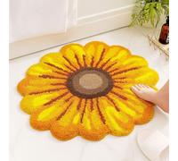 Feblilac Alfombra de baño de flores amarillas, tapete floral para baño, tapete antideslizante para piso, tapete de microfibra lavable con girasoles para sala de estar, hogar, alfombra de área de